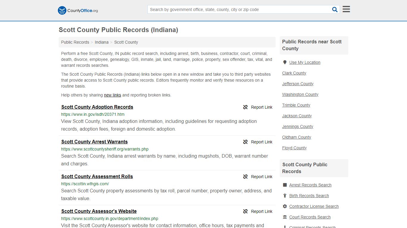 Scott County Public Records (Indiana) - County Office